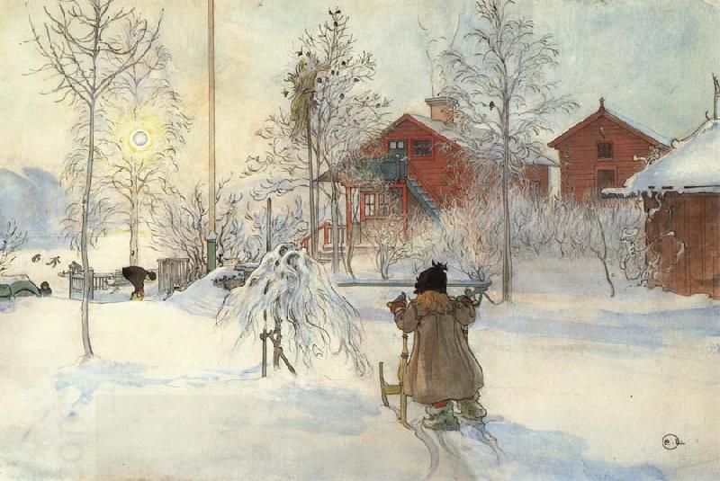 Carl Larsson The Front Yard and the Wash House oil painting picture